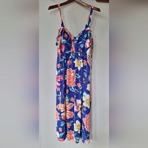 Moulinette Soeurs Floral Midi Dress - Blue and Pink